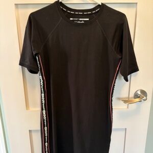DKNY Sport slip dress sz S cotton blend black with DKNY logo side stripes